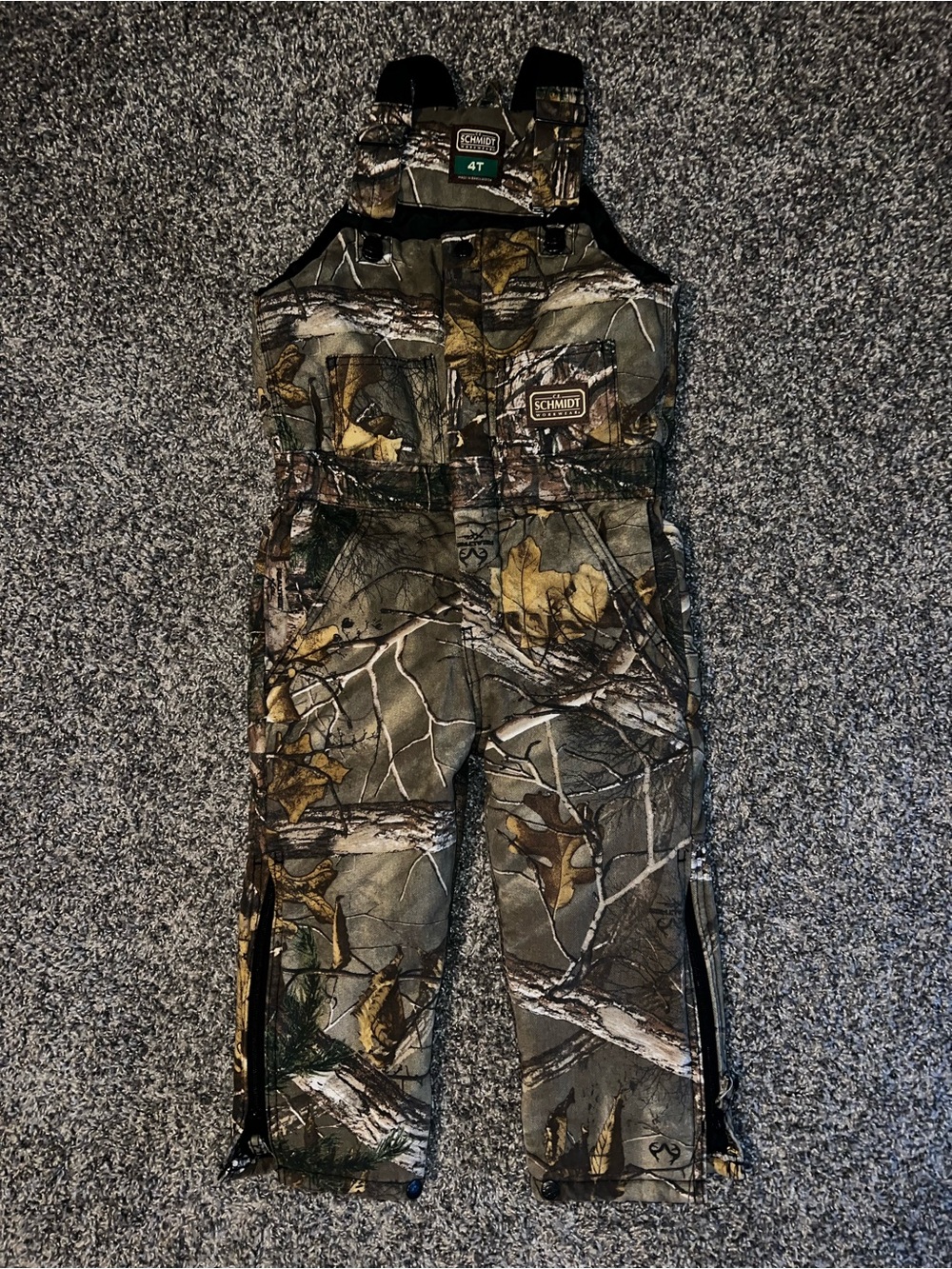 Schmidt Kids Camo One-Piece Bib Overalls - Green/Brown Camo